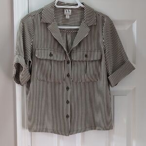 Worthington Olive Striped Blouse